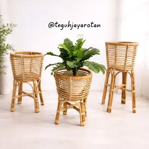 COD Standing Pot Rotan Alami Sudah Finishing Teguh Jayarotan Pot Tanaman Rotan Asli untuk Dekorasi Rumah