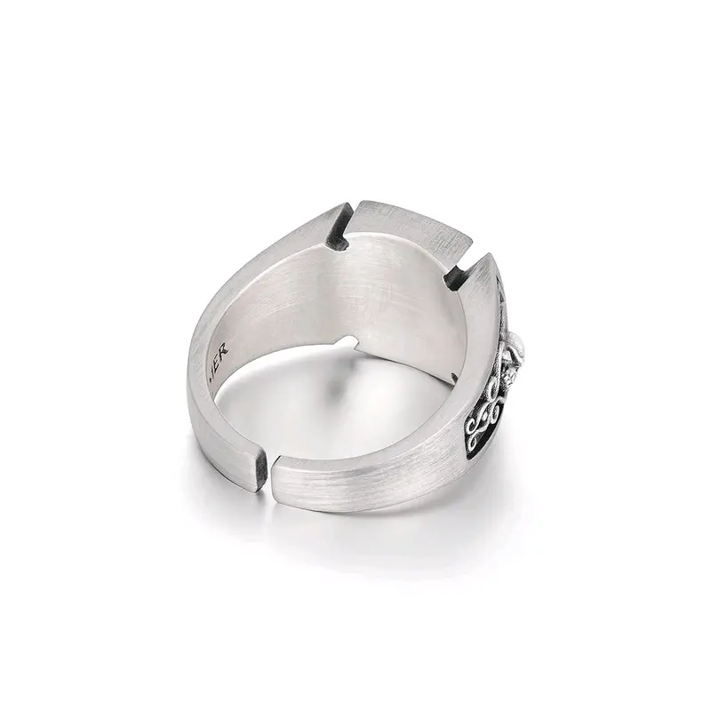 Cincin Elegan Desain Silver Graffiti Cross (Adjustable) Hadiah 2