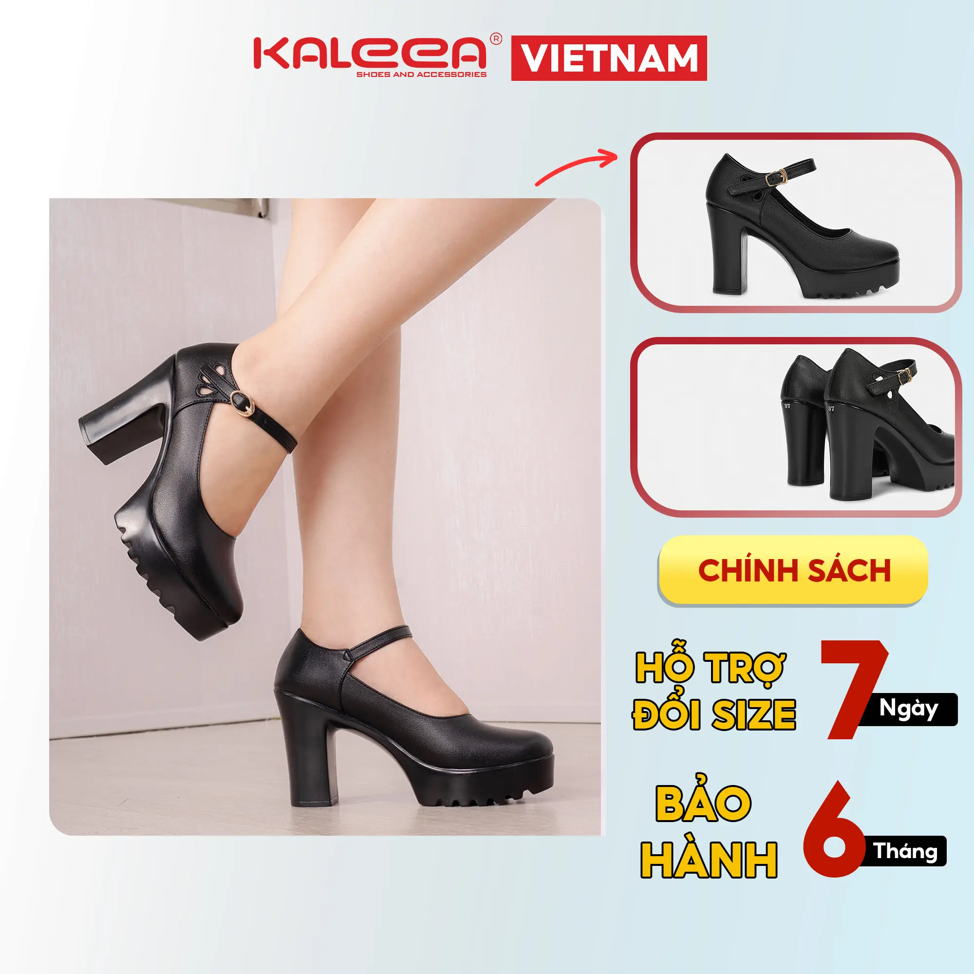 KALEEA MO629 - Giày Cao Gót Chất Da Mềm Hách Dáng Đế Cao 9p