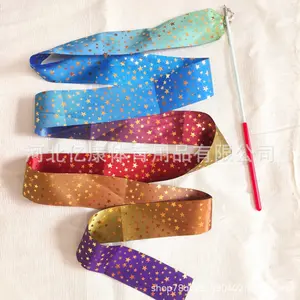 Twirl Ribbon Stick Twirling Satin Tongkat Pita Tari Balet Ballet Gymnastic Senam Ritmik Gymnastics Glitter Berkeditip