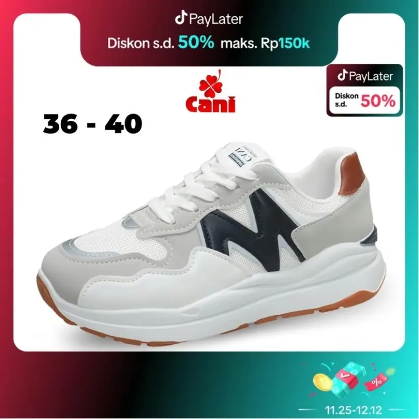 { Ketik Baru 5x } CANI Yujin Sepatu Sneakers Wanita Casual Shoes Trendy 9253 Karet Kasual Black Sport