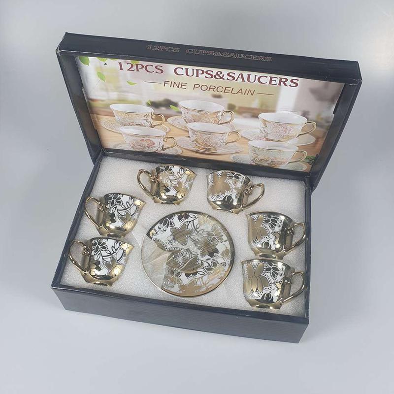 Set Cangkir Keramik SF 6in1 Electroplating 100ml A - SF141 - Emas 0