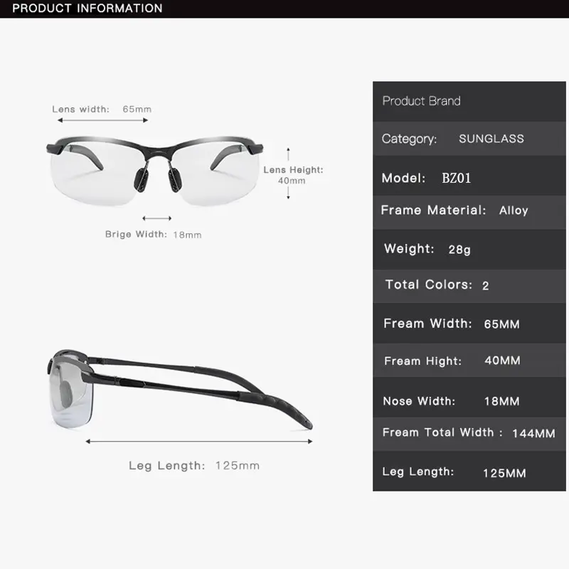 BITZEN Kacamata Potokromik Photochromic Hitam Frame Polarized Malam Lensa Eyewear 4