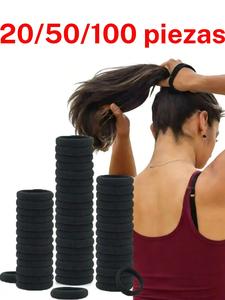 Paquetes de 20/50/100 piezas: coleteros grandes elásticos, bandas para el cabello gruesas sin costuras, adecuados para mujeres y niñas, accesorios casuales duraderos
