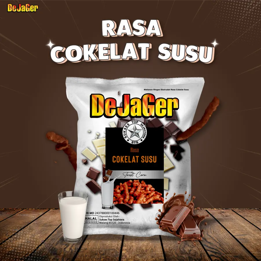 Dejager Twistcorn rasa cokelat susu 1 pack isi 10 pcs Snack