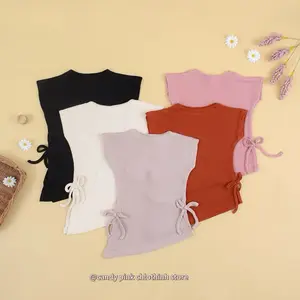 Candy Pink Curly Tee T-Shirt Kaos Anak Perempuan Bahan Rib Knite Fashion Cocok Untuk Sehari-hari