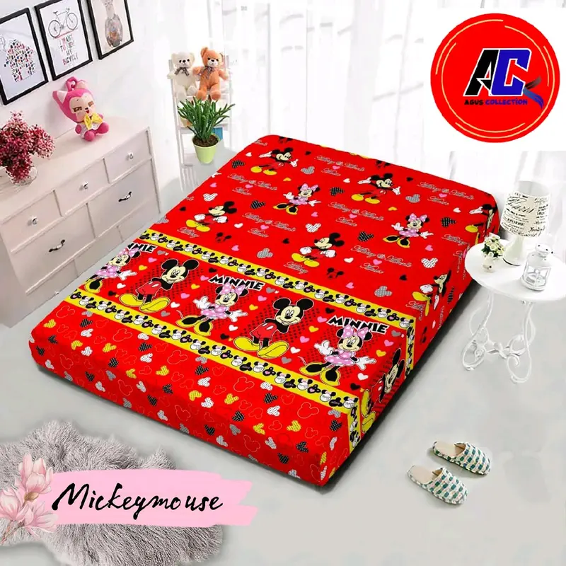 Sarung Kasur Busa Resleting Motif Flamingo UK.180x200 Bahan Katun Poliester//Seprei Resleting Motif Anak 4