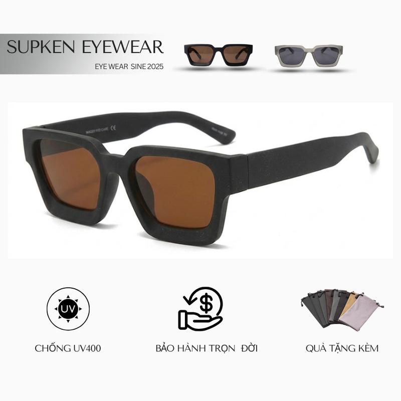【Deal Mở Bán】Kính Mát Form Vuông Nhám Unisex KC12-  Kính Mát Thời Trang Supken - 2 Màu Gọng Nhám-  Gọng Vuông Cá Tính, Form Đẹp Dễ Đeo, Chống Chói Kính mát nam thời trang chongu v400 , Gong kinh nam nu kinh ngau woman  kính vuong Kính mát nam nữ chống uv