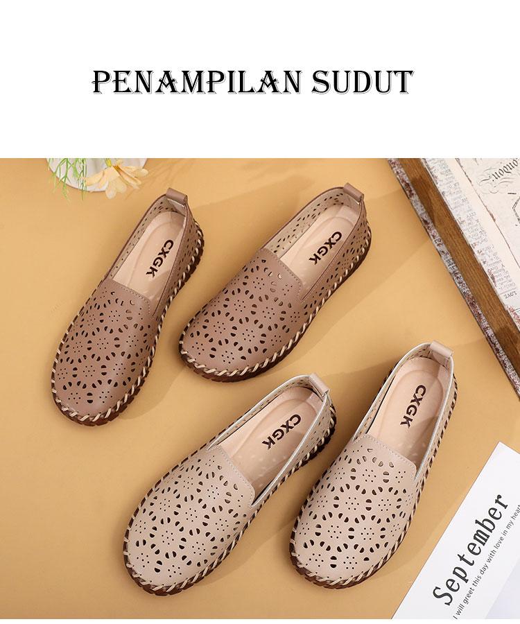 CXGK Sepatu Kasual Wanita Berlubang Stylish Nyaman Desain Modis Bahan Nyaman Versatil untuk Kantor Sekolah atau Acara Kasual