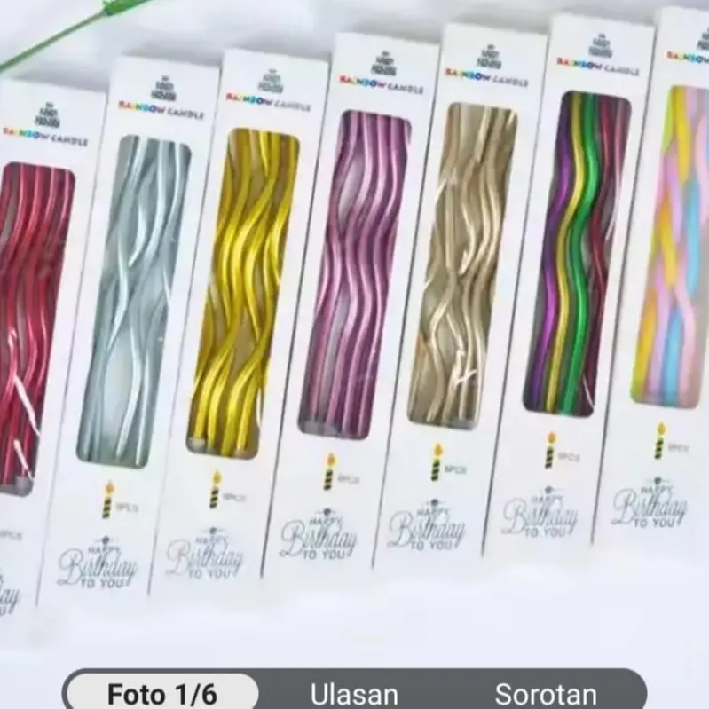 Lilin Spiral Panjang Ulang Tahun / Spiral Lilin Keriting Happy Birthday Anak isi 6pcs