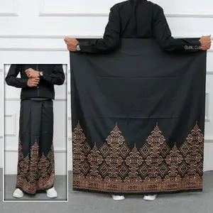 Sarung Batik Pria Anti Kusut - Sarung Laki Laki Motif Pagar Alam - Sarung Batik Modern Hitam Santri