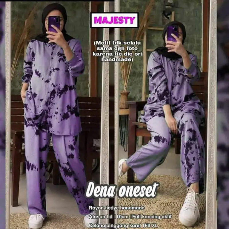 Oneset tiedye wanita/setelan kemeja wanita/baju setelan wanita
