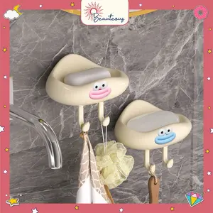 Wadah Sabun Batang Tempel Dinding Soap Box Kamar Mandi Karakter Smile Estetik