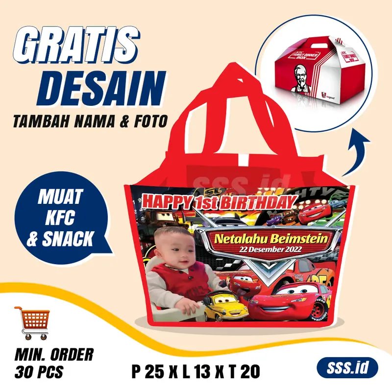 50 pcs - Tas ulang tahun anak murah custom nama dan foto 4