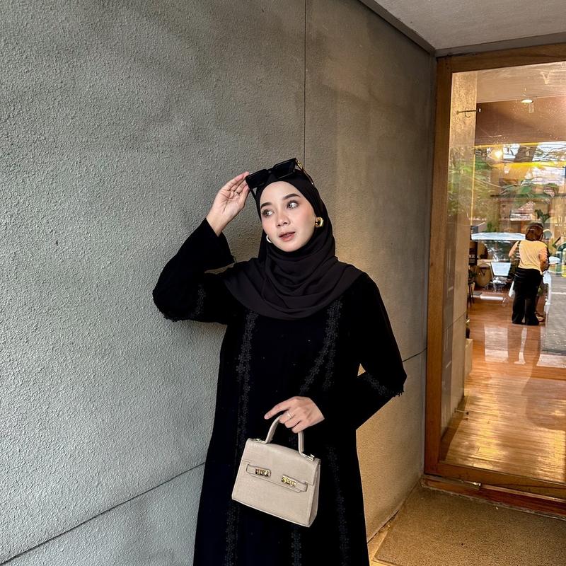 ABAYA RENDA MELATI DENGAN LAYER SIFON S M L XL XXL gamisabaya jetblack abaya  sehari 5