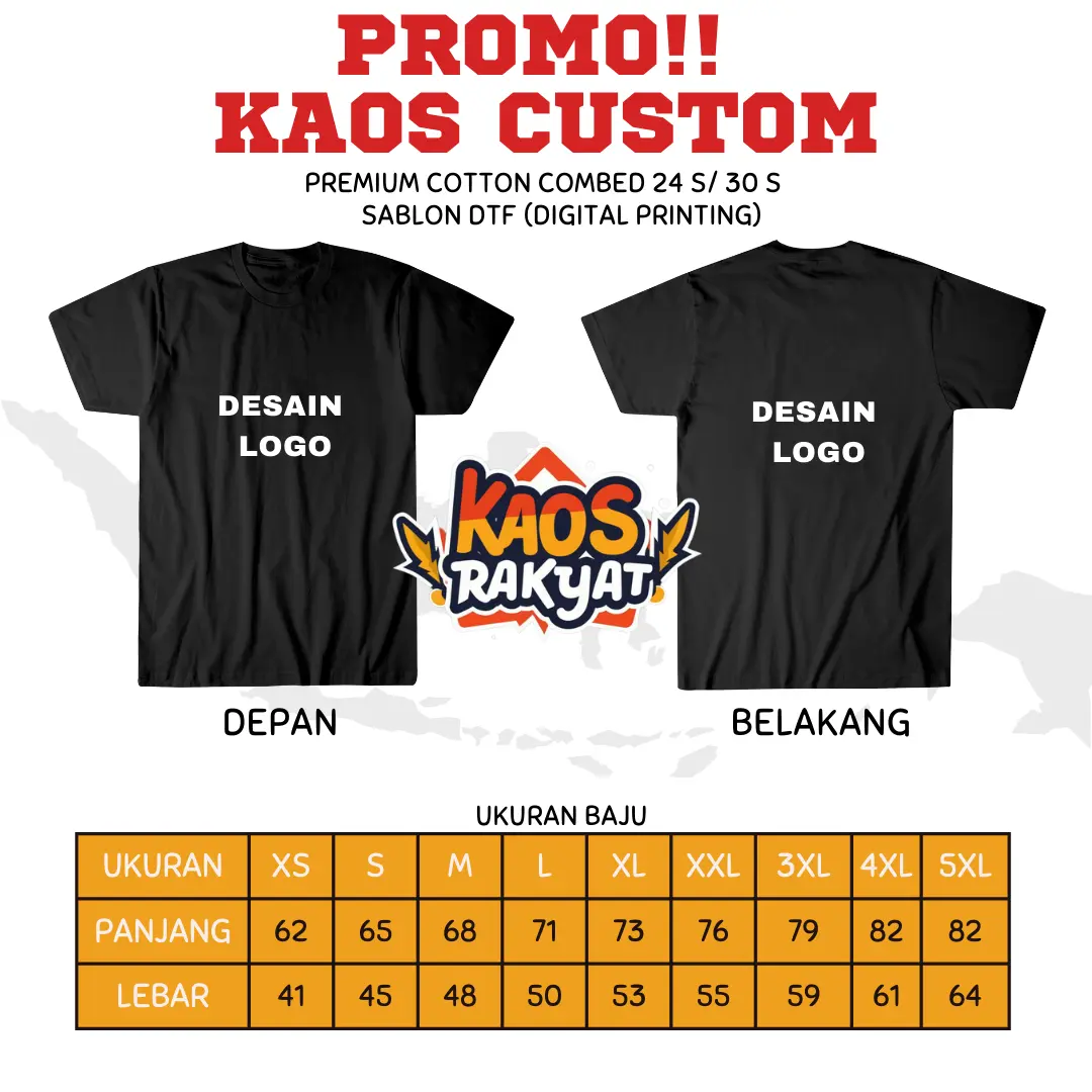 Kaos Custom Lengan Pendek | 100% Katun Combed 24s | Sablon DTF | Kaos Unisex Cewek dan Cowok Tulisan Distro Kata Baju  Keren Unik