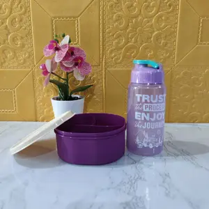 Kotak Makan Mini Anak 500 ML Lunch Box Wadah Bekal Cemilan Snack Bayi Lucu Tepak+BOTOL MINUM PLASTIK / BOTOL MINUM 350 ML  / BOTOL MURAH BY FAEYZA MALL