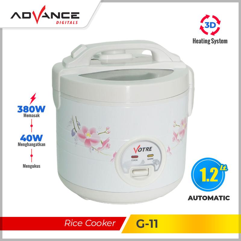 Advance G-11 Rice Cooker 1.2L Magic Com 380W Penanak nasi Tutup Kaca Transparan 0