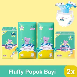 Paket Promo!! 2 ball FLUFFY Popok Bayi Tipe Celana Size S 40, M 30, L 26, XL - popok bayi