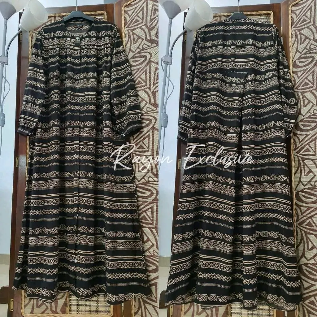 Daster Gamis Lengan Panjang Gamis Rayon Premium Motif Etnik Busui Friendly  Ukuran Jumbo Ld 125 Dress Muslim Wanita