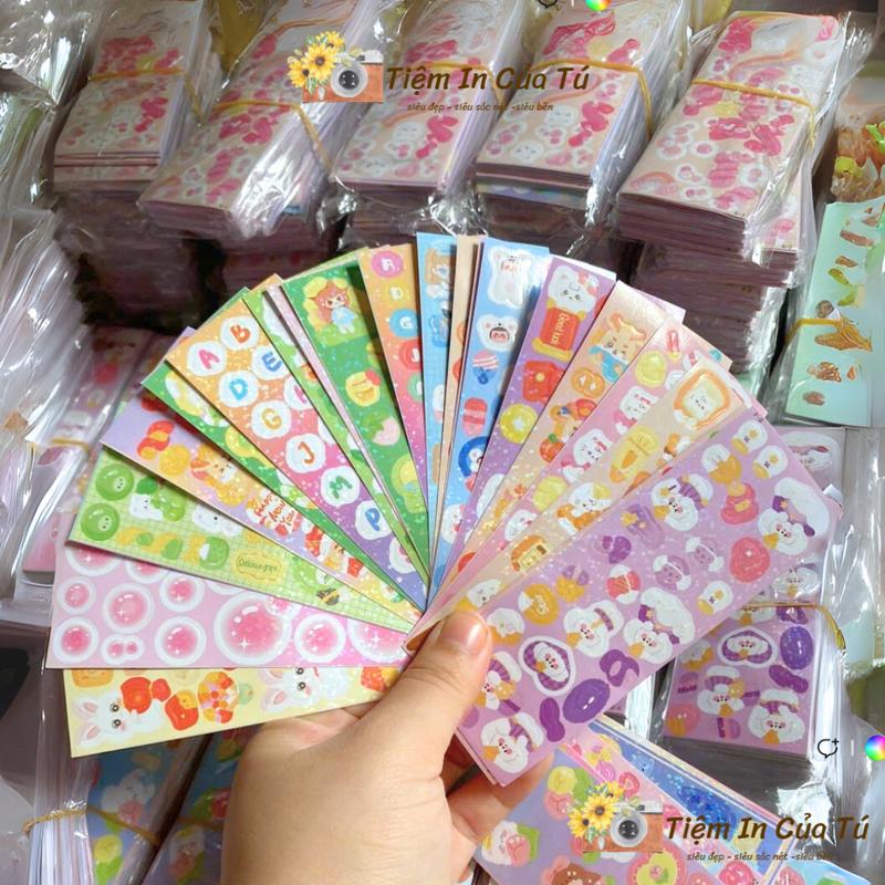  Set 100 Miếng Dán Trang Trí Sổ Tay DIY Dễ Thương Xinh Xắn Dành Cho Bé Sticker Trang Trí Vở kích thước 4x11 