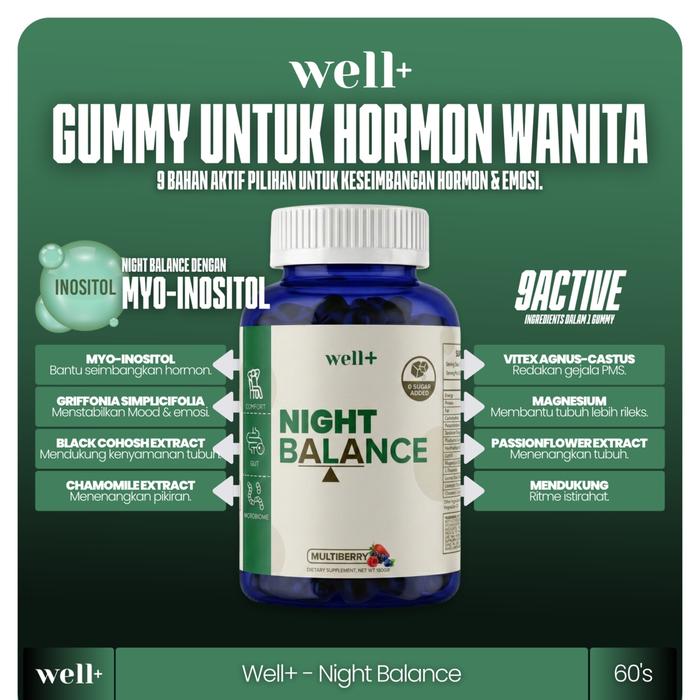 Gambar Well+ Night Balance - Multiberry 60s - Gummy Hormon Wanita & Keseimbangan Emosi dari suplemenfactoryid Kota Administrasi Jakarta Utara Tokopedia