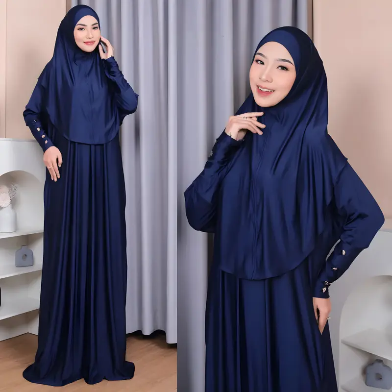 Gamis set hijab jersey elegan simple abaya terbaru 2025 0