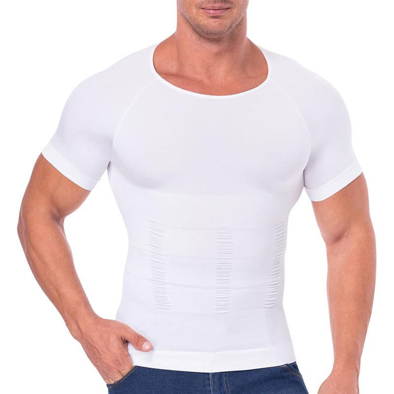 CATTIBOR 2/1 Pack Men Compression Vest Short Sleeve,Men Shaping Shirts Body Shaper,Men Round Neck Short Sleeve Shirt,Men Sport Vest Fitness Excercise Shapewear Tanks Tops,Back to School Outfits, GYM Clothing,Boys Vest 8