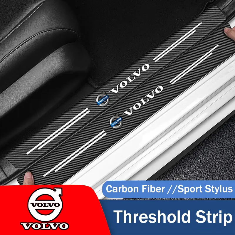 Suitable for Volvo S90 S60 V90 V60 V40 XC-90 XC-60 Car Door Sill Sticker Anti-Scratch Carbon Fiber leather Sticker Trunk Protector Stickers