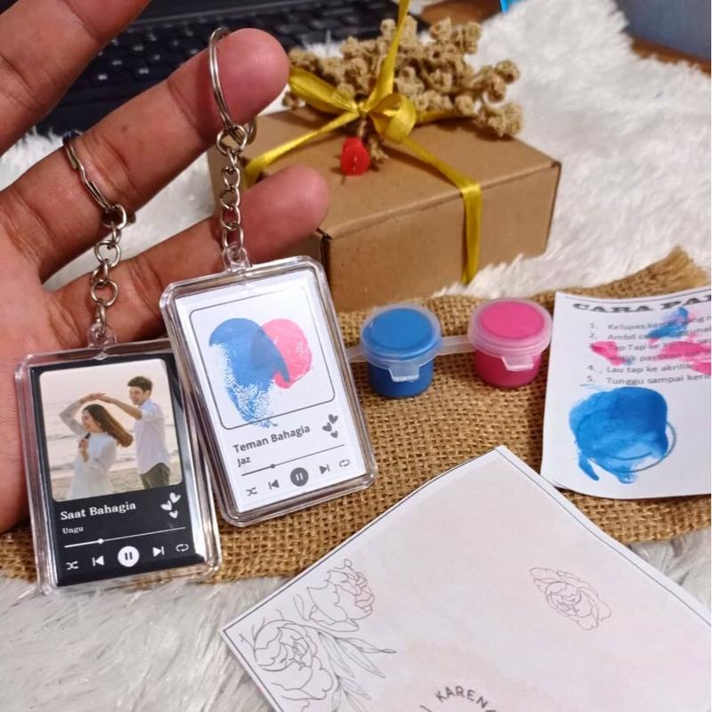 (Cat Biru x Ping) KEYCHAIN SIDIK JARI GANTUNGAN KUNCI SPOTIFY SIDIK JARI 2