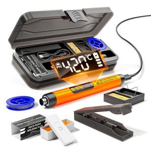 LCD ポータブル USB 温度調節はんだごてガン、収納ボックス付きの家庭用 DIY はんだ付けキット、電子工作用はんだ付けツール