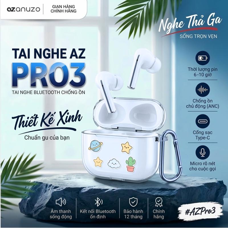 Tai nghe AP3 pro AP4 Bluetooth chống ồn chủ động ANC, âm thanh sống động, pin thời lượng cao, đa tính năng thông minh