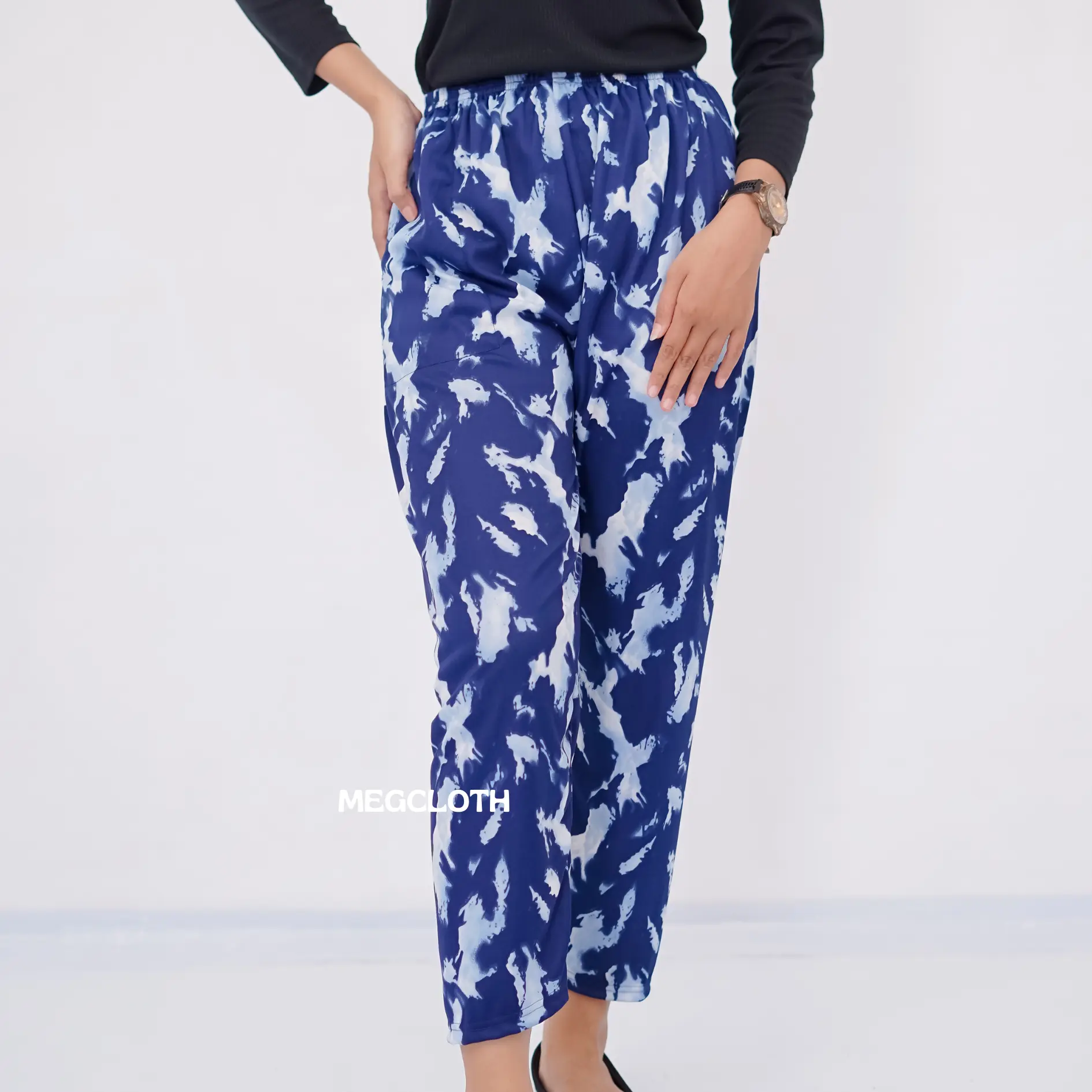 CELANA PANJANG HYGET CELANA KORAN PANJANG CELANA LEGING UNTUK DALAMAN GAMIS Legging SANTAI DAN NYAMAN regular warna paket a (navy celanakulot aulora  pants