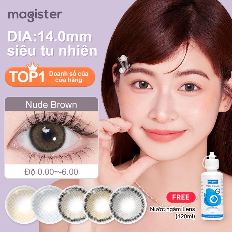 【Mua 1 Tặng 2 Magister Kính Áp TròngĐường Kính Nhỏ Nature DIA 14.0mm 6 Tháng Nude Brown Amber Đề xuất cho người mới màu sắc tự nhiên Khay miễn phí và giải pháp chăm sóc Lens mắt