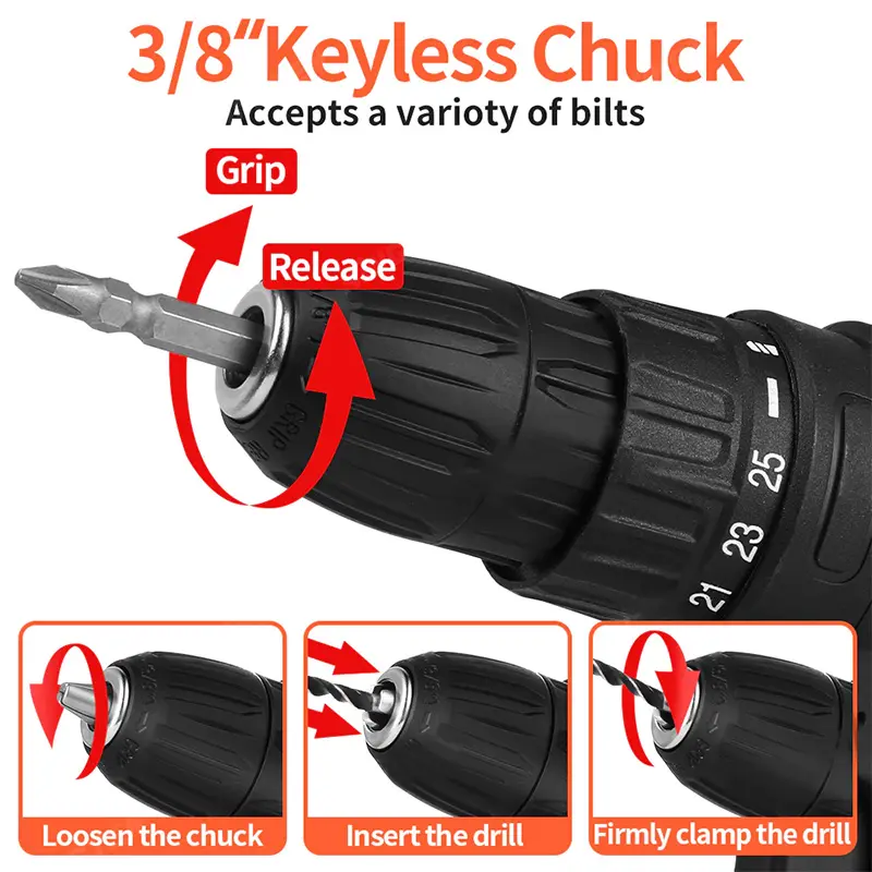 Mesin Bor Impact Drill 299V Baterai Tangan Cordless Drill Battery impact drill Cordless Electric Bor Tangan Listrik 4