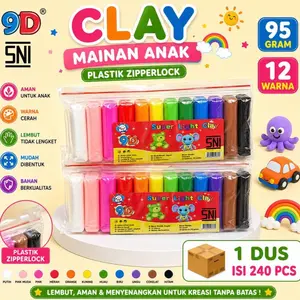 9D SNI Paket Clay 10 Pack 95gr Isi 12 Warna Mainan Anak Plastik Zipperlock Aman & Menyenangkan untuk Kreasi Tanpa Batas