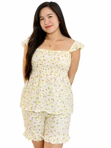 LUNARE WEAR SET TANK TOP RAMPEL MOTIF BUNGA