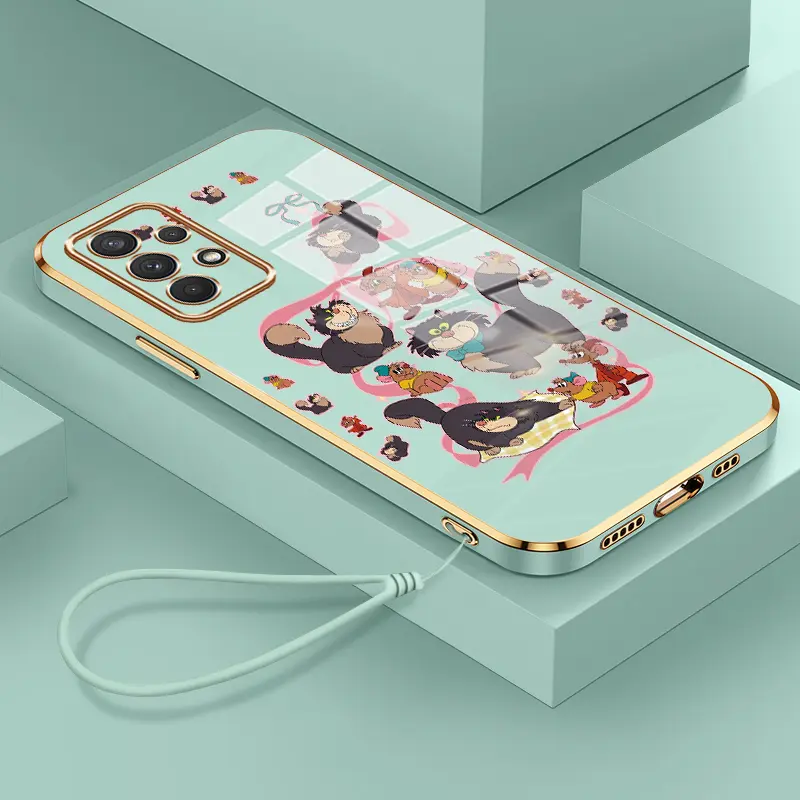 Casing Hp Untuk Samsung Galaxy A32 4G A32 5G Case Pola kucing dan tikus Cesing Silikon Softcase ponsel Kasing Mewah Plating Kesing 2