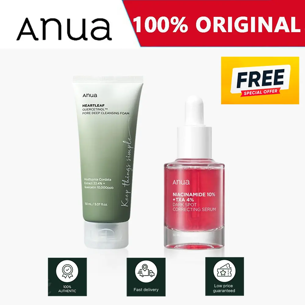 [Ships within 48 hours](a set)ANUA Heartleaf Quercetinol Pore Deep Cleansing Foam + Dark Spot Correcting Serum NIACINAMIDE
