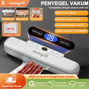 Xooqo6 Vacum Sealer Alat Vakum Makanan / Alat Vacum Makanan Frozen / Mesin Vacum Makanan / Penyegel Otomatis/ Basah Dan Kering Fresh Free 10 Kantong Vakum packing