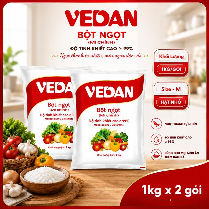 Combo 2 Bột Ngọt VEDAN Hạt Nhỏ 1kg - Size M
