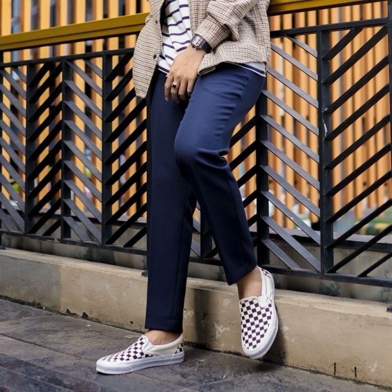 Celana panjang pria formal jumbo celana kerja premium uk39–44Casual Dewasa Panjang Kantor Slimfit dengan bahan wool premium Lembut Nyaman Stretch 1