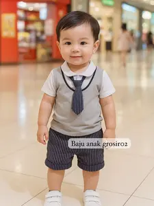 SETELAN KAOS DAN CELANA PEDEK ANAK 1-5 TAHUN MOTIF  DASI ROMPI TERBARU