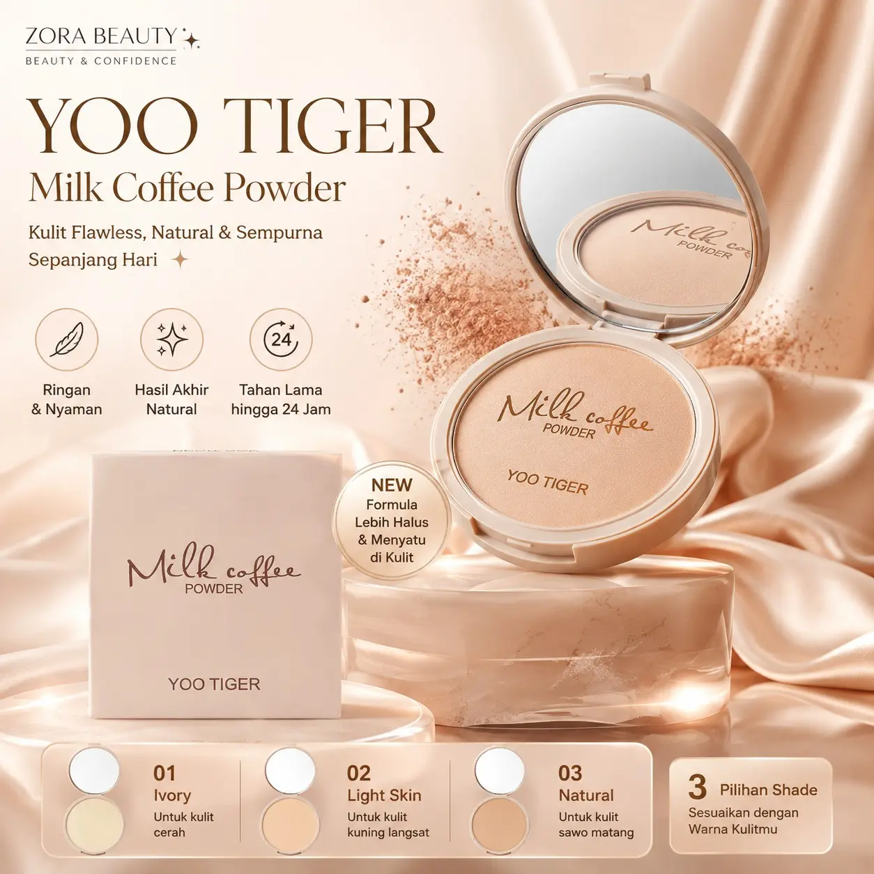 Zora Beauty ~ YOO TIGER Bedak Padat Alami Yoo Tiger Milk Coffee YOO TIGER Milk Coffee Bedak Padat Alami