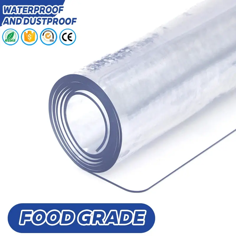Lembar PVC Bening Fleksibel 1mm 2mm 3mm 4mm 5mm Kristal Transparan Lembut Fleksibel Taplak Meja Alas Lantai Mika PVC Lentur Transparan Lembut Fleksibel Lembaran Plastik PVC Sheet Pelindung Furniture Mesin Anti Slip Tahan Panas dan Lembab Waterproof