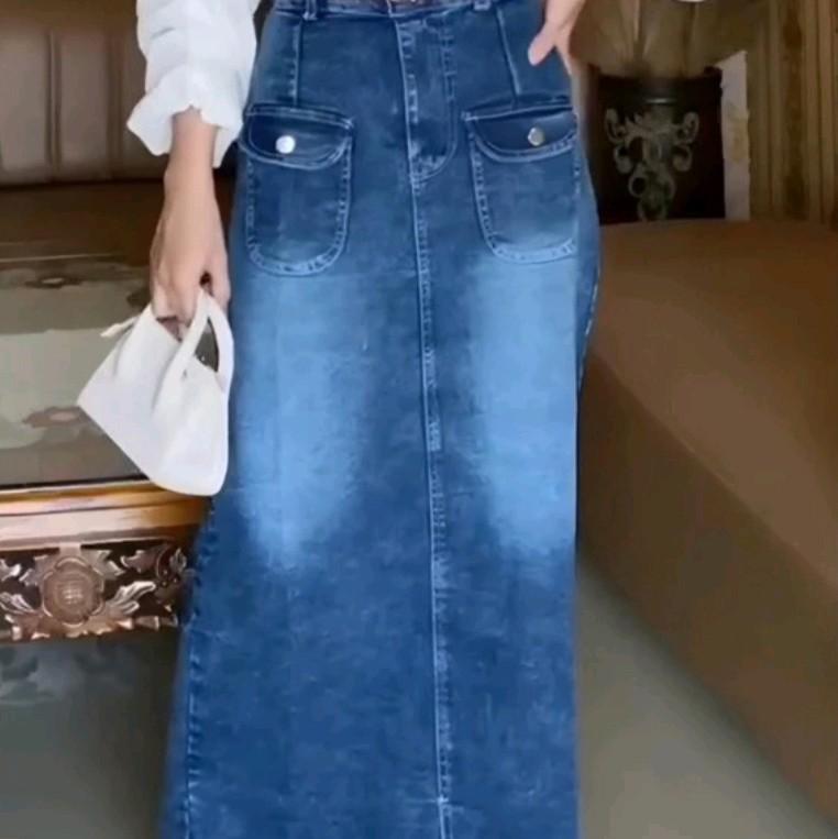 NFK-Rok Jeans Highwais Belah Depan Saku Depan Terbaru Korean Style Panjang 4