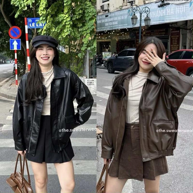 Áo bomber da bo gấu the.sweaterweather TSW Jacket Nữ