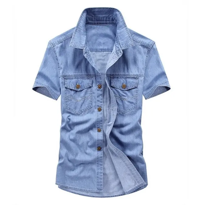 Kemeja Denim Kayser Lengan Pendek Pria Model Slim Fit 1
