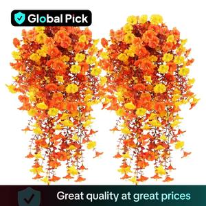 Artificial Hanging Flowers, Fake Plants Outdoor, Silk Morning Glory Faux Flowers with Eucalyptus Leaves, UV Resistant Realistic Hanging Plants for Home Garden Decor, Artificial Mixed Flower, Decoration Items, Artificial Flower Set, Garden Decorations