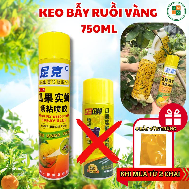 Bẫy ruồi vàng chai 750ml thế hệ mới - Hiệu quả với cả ruồi đực ruồi cái gây hại cho cây ăn trái và rau hoa màu